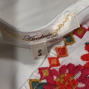 ANDREE by Unit womens SM Ivory White Embroidered dress vneck short sleeve lined thumbnail 8