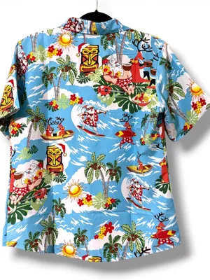 SSLR women's collection button down surfing santa tropical reindeer boats water thumbnail 4