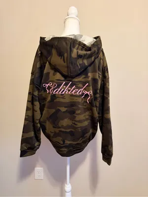 NWT Edikted Camo Bow Detail Oversize Zip Hoodie size medium thumbnail 10