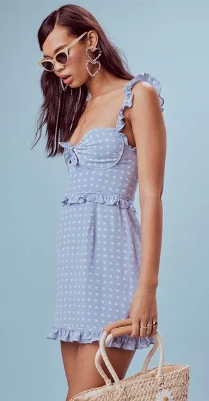 For Love and Lemons Blue Sweetheart Mini Dress thumbnail 3