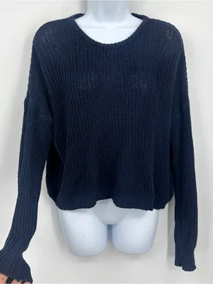 Brandy Melville Blue Open Knit Sweater One Size Boho thumbnail 2