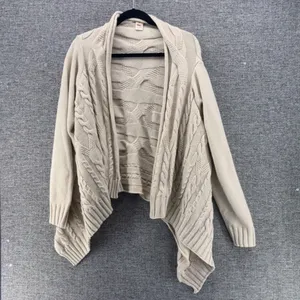 April Cornell Open Cardigan Medium Cream Wool Waterfall Wool Blend Cable Knit thumbnail 14
