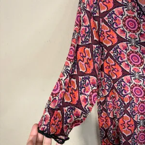 Natural Life Pink Red Floral Paisley Boho Tunic Dress Sz S Boho Cottagecore Cute thumbnail 3