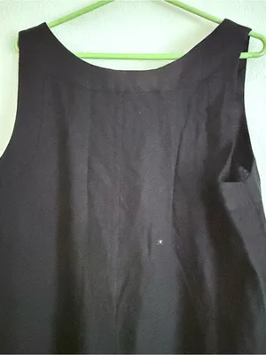 DKNY V-Neck Linen Blend Maxi Dress Black Coastal Beachy Side Slits Resort L thumbnail 6