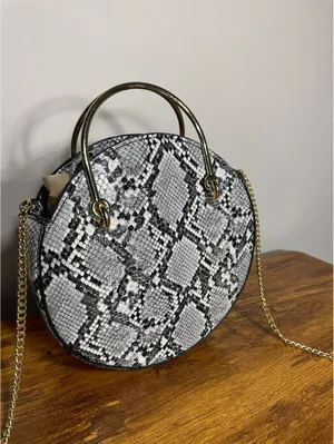 Mango Snakeskin Round Crossbody Bag with Gold Chain festival thumbnail 6