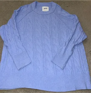 Aerie Light Blue Cable Knit Sweater Chunky thumbnail 1