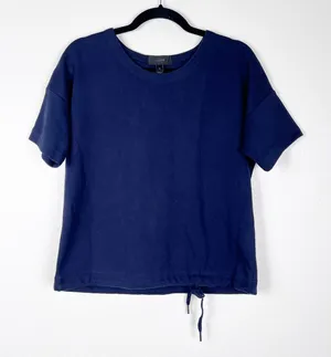 J. Crew Short Sleeve Top Tie Waist Blue Sz XS thumbnail 1
