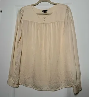 Theory 100% Silk Longsleeve blouse | Cottagecore | Maidencore | Capaule Wardrobe thumbnail 1