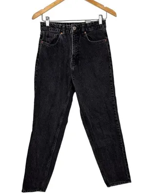 Zara Mom Fit High Rise / high waist Jeans in faded effect Black color thumbnail 5