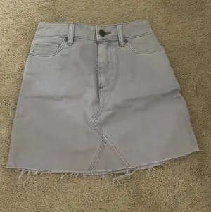 Light Gray Denim Mini Skirt - Classic A-Line Cut thumbnail 1