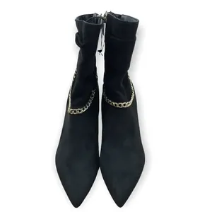 Marc Fisher black with gold metal chain detail booties size 6 thumbnail 2