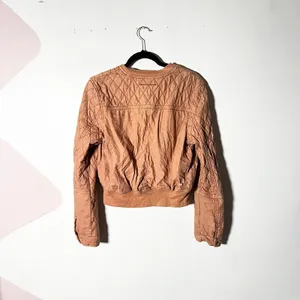 Anthropologie Hei Hei Quilted Bomber Jacket Medium Terracotta Linen Boho thumbnail 2