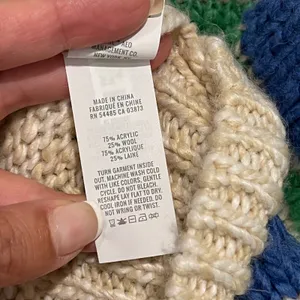 Aerie Wavy Stripe Sweater Womens S Green Blue Cream Chunky Knit Wool Blend Boho thumbnail 7
