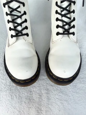 Dr. Martens Women’s White Lace-Up Combat Boots with Black Laces Size 7 thumbnail 4