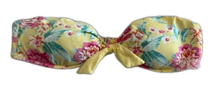 Abercrombie and Fitch Strapless Yellow Floral Bikini Top Women's Sz Large thumbnail 1