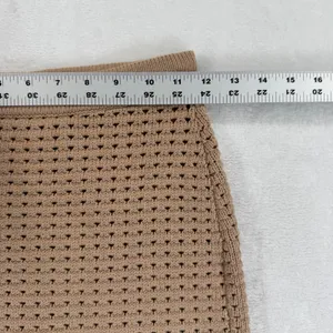 Reformation XS‎ Tan Organic Cotton Open Knit Crochet Midi Skirt Pointelle Camel thumbnail 3