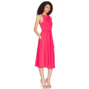 Amanda Uprichard Elondra Electric Rogue Pink Minimalist Tea Party Midi Dress S thumbnail 2