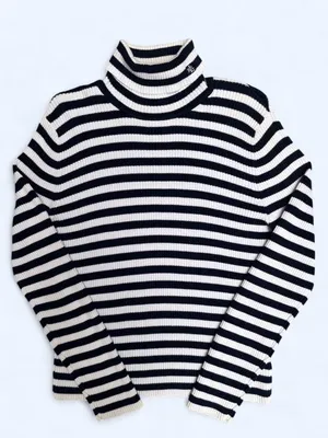 Lauren Ralph Lauren Striped Blue and white Turtleneck Sweater nautical coastal M thumbnail 1