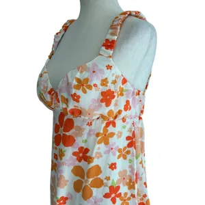 Le Lis Collection Baby Girl Empire Waist Mini Dress Frill Straps Orange Floral M thumbnail 8