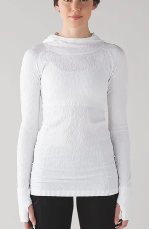 Lululemon Rest Less Textured Hooded Top White Womens thumbnail 1