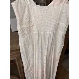 LoveShackFancy Eyelet Cotton Wide Leg Jumpsuit Womens White Size‎ 4 thumbnail 11