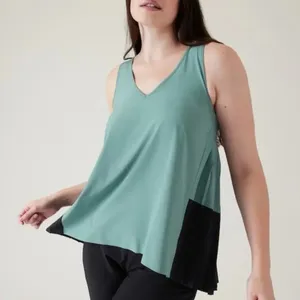 NWT Athleta Women's Small Pleated Deep Ocean Teal Sleeveless V-Neck‎ Tank Top thumbnail 1