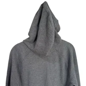 NEW Old Navy Grey‎ Waffle Knit Hooded Sweater Holiday Cabincore Cozy Unisex M thumbnail 5
