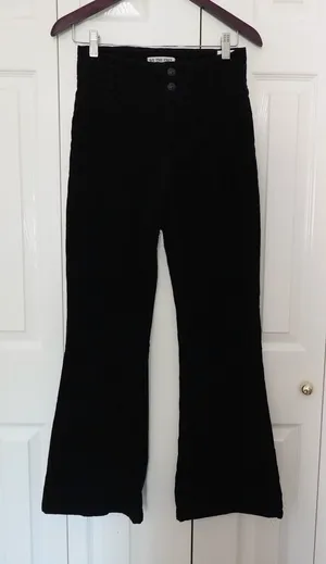We The Free Jayde Corduroy Flare Stretch Pant - Black - Size: 28 thumbnail 1
