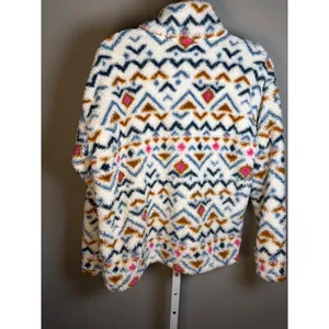 Eddie Bauer Aztec Print Fuzzy 1/4 Zip Fleece Pullover L Cozy Cabincore Southwest thumbnail 5