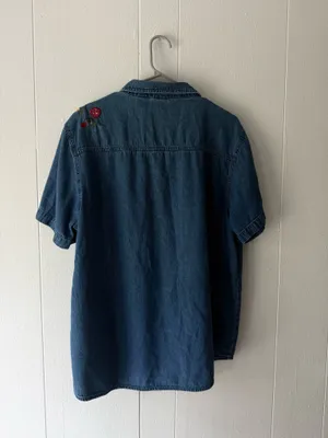 Vintage Bobbie Brooks Embroidered Button Down Denim Shirt Floral XL thumbnail 5