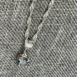 Sterling Silver Very Pretty Multi-green Crystal 925 Signed Pendant/ Silver plated Chain thumbnail 6