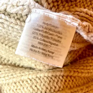 St Johns Bay Tan Button Up Round Neck Cardigan w/Ribbed Back & Woven Front Sz S thumbnail 6