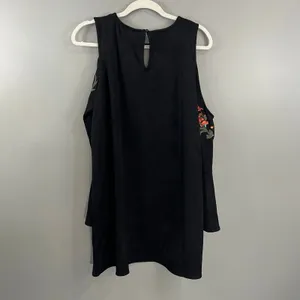 Sugar Lips Dress Womens Medium Black Great Cold Shoulder Floral Embroidery D5110 thumbnail 8