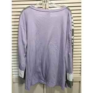 VS PINK Lavender/Gray V Neck Long Sleeve Top Size L‎ Oversized Lightweight thumbnail 7