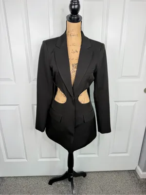 Lioness XS Black Cutout Blazer Mini Dress Tuxedo Long Sleeve NWOT thumbnail 2