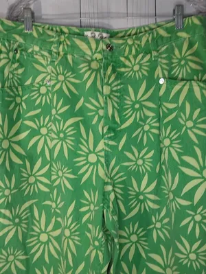 We The Free Green Floral Wide-Leg Oversized Slouchy Boho Groovy Festival Pants thumbnail 3
