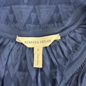 Rebecca Taylor Navy Blue Diamond Embroidered Tank Top Size 4 Silk Cotton thumbnail 5