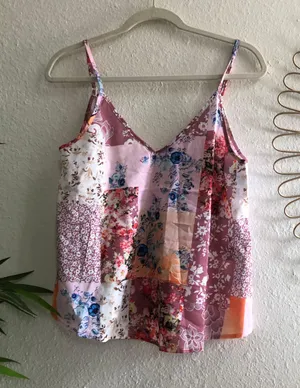 Colorful multicolored floral abstract print cami tank top(Size S) thumbnail 1