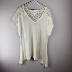 Two by Vince Camuto Tribal Beat Lace Inset Shark Bite‎ Hem Shirt Top Chalk Sz XL thumbnail 14