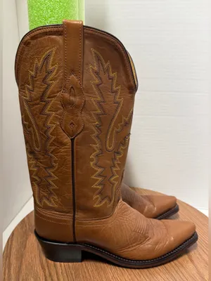 Old West Women’s Tan Full Leather Western Cowgirl Annie Oakley Boots Size 6 thumbnail 6