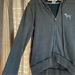 Y2K Pink Victoria’s Secret Grey Zip Up Love Pink Hopded Sweatshirt Size Medium thumbnail 7