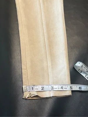 Zara Faux Suede High-Waist Leggings in Light Beige with Zip bottoms size Medium thumbnail 15