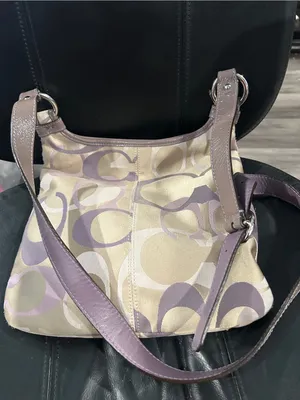 Coach Penelope Optic Signature sateen and leather crossbody bag lavender khaki thumbnail 6