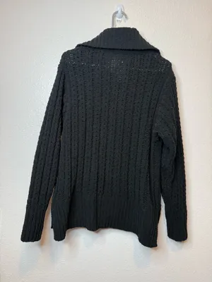 Aerie Black Cable Car Quarter Zip Chunky Cable Knit Sweater Size S Academia thumbnail 9