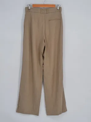 Aritzia Babaton Linen Blend Pants Womens 8 Brown High Waist Pleated Straight thumbnail 2