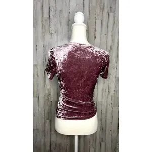 Free People Women's‎ Size Small Pink Velvet Short Sleeve Baby Tee Top Casual thumbnail 4