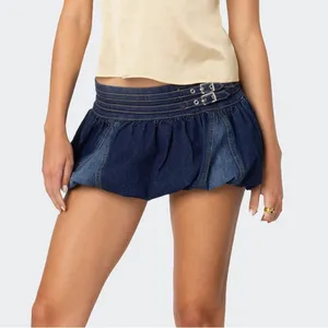 Edikted Double Belted Denim Bubble Skort NEW thumbnail 1