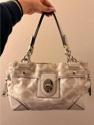 Vintage White Coach Peyton Op Art Carryall Satchel 2009 thumbnail 1