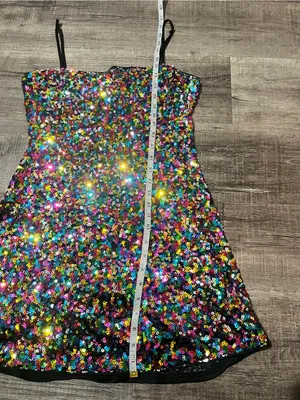 LULUS Spotlight Shimmer Black Multi Sequin Mini Skater Dress thumbnail 8