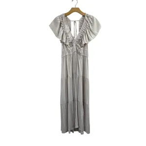 Anthropologie‎ Ruffled Tiered Midi Dress Beige Cottagecore Romantic Boho S thumbnail 2